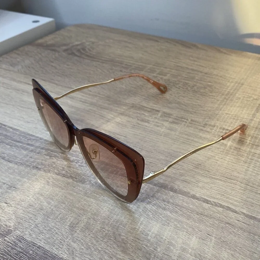 CHLOE Boho Butterfly CE175S 749 Peach Brown Pink Gradient 63mm Sunglasses (#675)